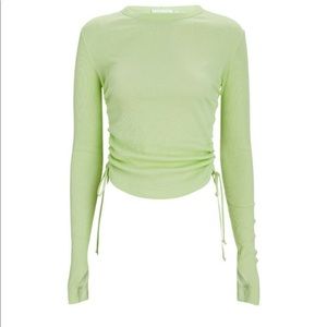 Helmut Lang light green ribbed ruched top